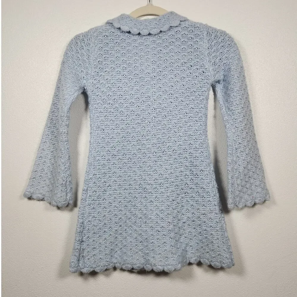 Vintage Mary Kate and Ashley Long Sleeve Baby Blue Knit Cardigan Sweater M 7/8
